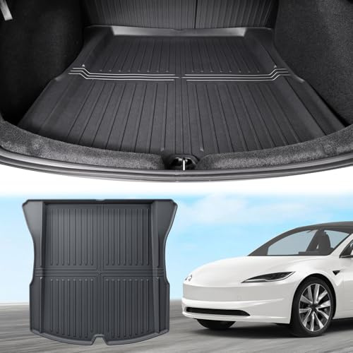 ECOZEN Alfombrilla Maletero 3D para Tesla Model 3 Highland 2024-2026 TPE Alfombrilla de Goma para Maletero, Impermeable Antideslizante, Borde Alto, Todo Clima, Alfombrilla Maletero para Model 3