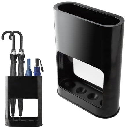 KINGHON Schirmständer, Regenschirmständer mit Abnehmbarer Abtropfschale, Schwarz Regenschirm Ständer 4 Slots, Minimalistisches Regenschirmhalter für Lange/Kurze Regenschirme (schwarz)