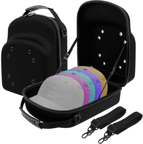 Deuson Lot de 2 boîtes à chapeaux - Valise de voyage avec poignée de transport et bandoulière amovible - Peut contenir jusqu'à 6 chapeaux - Organiseur de casquette de baseball pour la maison et les
