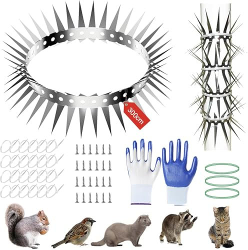 Marten Repellent, Marten Protection Downpipe, 300 cm, Stainless Steel Barbed Wire for Marten Repellent, Mole Repellent, Gutter for Home, Garden, Marten Protection Downpipe, Excess Protection for Home