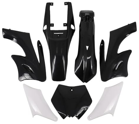 Jodriva Plastkåpa Kåpa Kit Stänkskärm Fendrar Racersäten Gasbränsletankar 47 49cc Motor 2-takts Apollo Kids Dirt Pocket Bike Motorcykelkåpssats(Black Plastic)