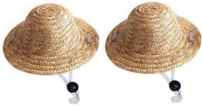 1Pc Marrone Chiaro Novità Estate Regolabile Pet Dog Outdoor Cappello di Paglia Cucciolo Piccolo Kitty Cat Cappelli Da Sole Accessori Cappello Del Cane, Essere Utilizzato per Abbigliamento e Accessori