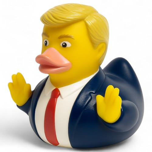 MIJOMA Quietsche-Ente Badeente | Niedliche Schwimmenten für Kinder & Erwachsene | Langlebige Badeenten zum Spielen, Sammeln & Dekorieren (President)