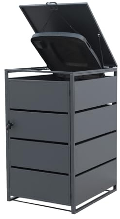 Metallene Mülltonnenbox für 240L-Tonne, robuste verzinkte Stahl-Mülltonnenverkleidung mit abschließbarer Tür, 78x68x115 cm Mülltonnenbox für den Außenbereich