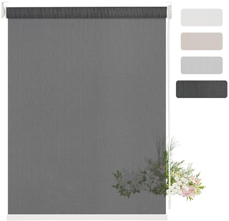 Sulugood Custom Light Filtering Roller Shades for Windows 10% Openness Solar Shades UV Protection Light Filtering Blinds Light Diffusion Thermal Insulated Window Blinds for Home Office Bedroom,Black