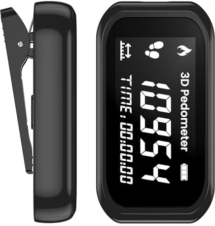 3D Pedometer for Walking-Accurate Step Counter & Step Distance Calorie Monitor - Rechargeable Portable LCD Display Pedometer with Wearable Clip | Daily Fitness Activity Tracker Device