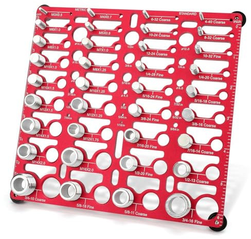 Hipzeepo Inspector de Roscas con Calibre de 55 Tuercas y Rosca Gruesa. Calibradores de Brocas Métricos y Estándar. Montaje en Pared.