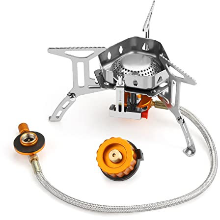 Awroutdoor Gas Campingkocher 3500W, Gaskocher Mit Piezozündung Winddicht, Gas Camping Kocher Klein Tragbar Faltbar, Gasbrenner, Camping Gas Stove Mit Adapter Für Outdoor Picknick Trekking Wandern