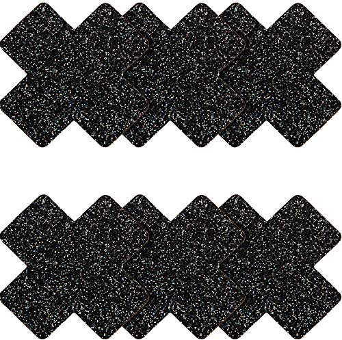 SATINIOR 6 Paare Glitter Nippel Brustbezüge Gekreuzte Nippel Aufkleber Einwegpasteten (Schwarz)