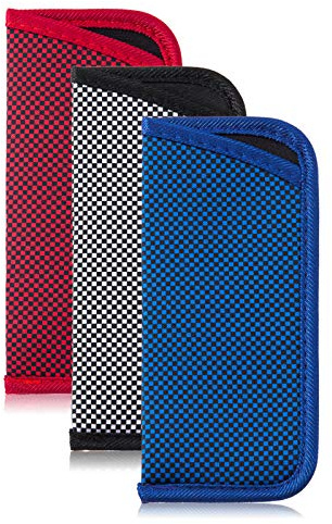 TRIUMPH VISION Eyeglasses Case Small for Reading Glasses Light Neoprene Slim Sunglasses Sleeve Eyewear Pouch Check Soft Protection 3 Pack