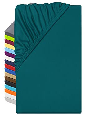 npluseins Microfaser Spannbettlaken – atmungsaktiv und Allergiker geeignet 1519.2192, 120 x 200 cm, Petrol