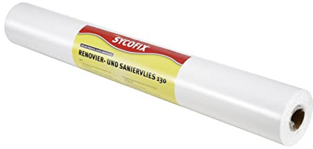 Renovier- und Saniervlies 130 weiß 75 cm x 25 m, Herstellung von glatten Untergründen und Rissüberbrückung vor dem Tapezieren, schwer entflammbar, Malervlies, Saugvlies, Abdeckvlies, Tapeziervlies