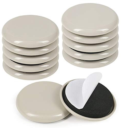 GINOYA Stick Furniture Sliders, 50mm 12pcs Washing Machine Sliders for Easy Moving on Carpet Hardwood (Beige)