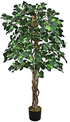 Künstlicher Baum Kunstpflanze Künstliche Pflanze 125 cm Kunstblume Kunstbaum Innendekoration Kunst Pflanze wie echt im Topf Decovego