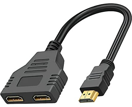 DAWRIS Splitter 1080P, Cavo Maschio a doppio HDMI Femmina 1 a 2 vie, adattatore per HDTV Switch Sdoppiatore
