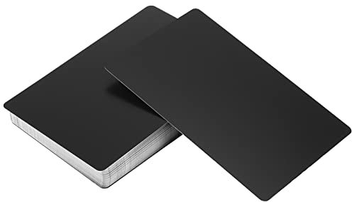ZEONHEI 100 Stück 0.45mm Metall Visitenkarten Schwarz Aluminium Rohlinge Namenskarte Lasergravierte Visitenkarte Metal Business Card für Bürokunden DIY Geschenkkarten, 86 x 54 mm x 0,45mm