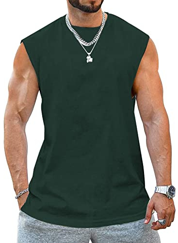 Tank Top Herren Ärmelloser Muskelshirt Workout Sport Fitness T Shirts Männer Gym Tops Trägershirts Tee Top für Men Armee grün XL