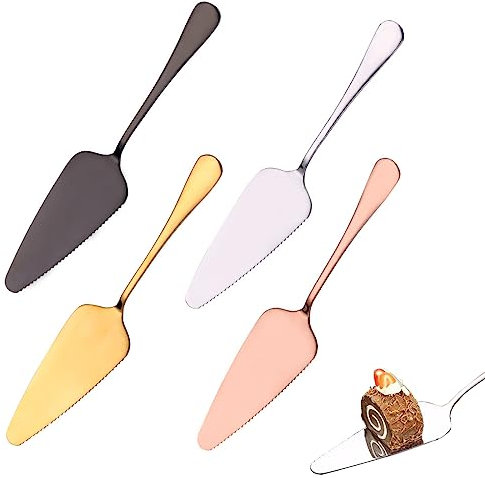 Amindz 4 Pezzi Paletta per Torta, Server per Torta in Acciaio Inox Set Taglia Torta Spatola Seghettata Affettatrice Pizza Crostata Dolci per Torta Paletta Spatola Triangolo per Pizza, Dolce e Bistecca