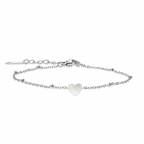 Selfmade Jewelry Armkettchen Herz Damen Silber Stainless Steel Edelstahl Armschmuck mit Herzchen Filigran Zart Inkl. Schmuckbox (Silber)