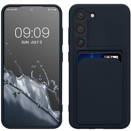 kwmobile fodral kompatibelt med Samsung Galaxy S23 fodral – TPU telefonskydd med kreditkortshållare – mörkblå