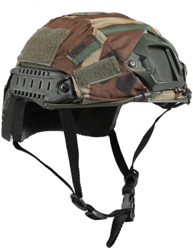 Tactical Helmet with Helmet Cover, Airsoft Helmet with Front NVG Mount and Side Rail, PJ Type Tactical Paintball Airsoft Fast Helmet for Cosplay Outdoor Activities (Green, Large)