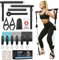 Zacro Pilates-Stange mit Widerstandsbänder Set, 30/40/50Lbs Fitnessbänder Widerstandsband, Pilates-Stange mit verstellbarem Riemen, Türanker,Fußschlaufe,Pilates-Resistance Bands für Ganzkörpertraining