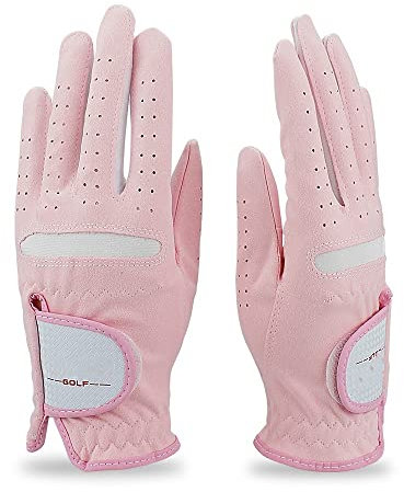 Golfhandschuhe Pack 1 Paar Frauen Golfhandschuhe Pink Micro Weichfaser Atmungsaktive rutschfeste linke und rechte Hand Sporthandschuhe Frauen Golfhandschuhe Damen ( Color : Pink , Größe : 18 Medium )
