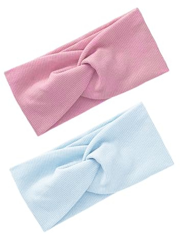 Zeayebsr 2pcs Diadema de punto para niños, color rosa, cómoda y elegante, con nudos, accesorio perfecto para niños y niñas，diadema bebe，cinta pelo bebe