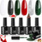 MEFA UV Nagellack Weihnachten 6 Farben Rot Weiß Grün Schwarz Glitzer Farben 7 ML Soak Off UV LED Gel Nagellack Schellack Set für Gelnägel Nail Art Kit Maniküre Nageldesign Nägel Selber Machen