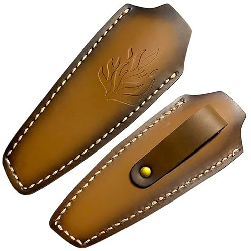 刀苑阁 Rindsleder, echtes Leder, kleine gerade Messerscheide, Camping-Messerhüllen, Kantenschutz, Klingenschutz, Aufbewahrungstasche, Reisefreundlich, Künstler, Geschenk für Männer und Frauen, Braun