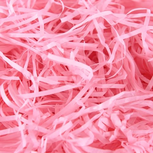 100g Pink Shredded Tissue Paper for Gift Boxes, Dust-free Pink Shredded Paper for Hampers, Soft to the Touch, Ideal Hamper Filling & Packaging Filler