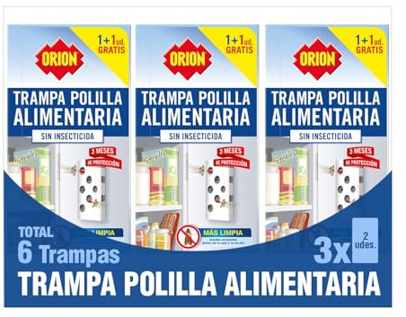Orion - Matmalfälla - för kök och skafferi, 6-pack fällor | Fälla utan insekticider, utan att se eller röra vid insekter, mot mat och mjöl, skåp och skafferi