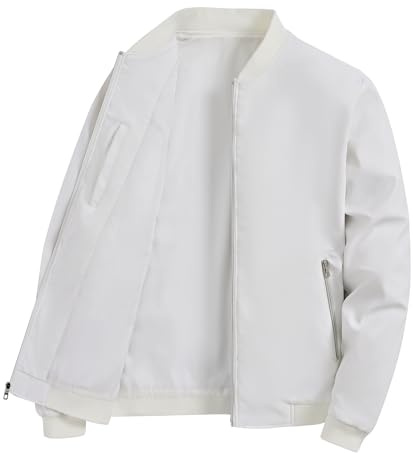 YuKaiChen Veste demi-saison pour homme - Veste légère - Veste d'été avec poches zippées, Blanc., XXL