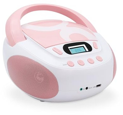 METRONIC 477408 Lecteur CD avec Port USB et Sortie Casque Rose Clair