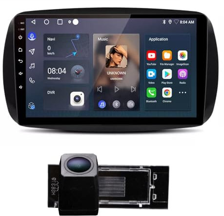 9'' GPS Sat Nav Navigation Navigator Autoradio with CarPlay&Android+Rear View Backup Camera Parking System Compatible with Smart Fortwo Forfour Cabrio Cabriolet Coupe 451 453 (Navigator C+Camera 8379)