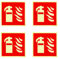 Señales de Extintor de Incendios,4 Piezas PVC Autoadhesivo Señal Fotoluminiscente Extintor para Hogar Oficina Obra y Coche 15 x 15 cm