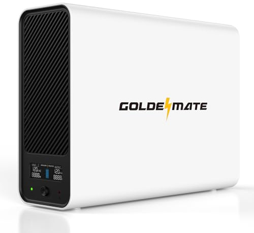 GOLDENMATE 1000VA/600W Lithium UPS Battery Backup and Surge Protector, Sinewave UPS System with LiFePO4 Battery(153.6 Wh), Upgraded Pro Ver. with Communication Port, 8 Outlets, LCD Display, White