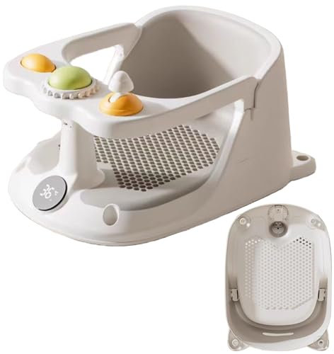 Baby-Badesitz – Baby-Badesitz für Babys, Badewannensitz für Munchkins, rutschfester Badewannenstuhl mit starken Saugnäpfen, bequemer Sitz