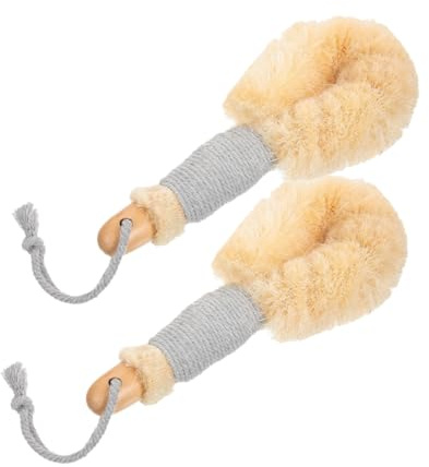 NULYLU 2pièces Brosse Exfoliante Sisal Naturel Avec Manche Pour Gommage Corporel Et Massage Idéale Pour Soins Peau Quotidiens Et Nettoyage