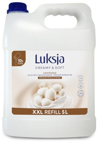 LUKSJA, sapone liquido cremoso in cotone, ricarica da 5 l, sapone per le mani, lavaggio a mano