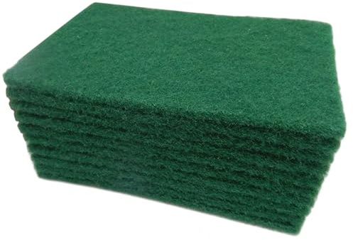 LALADEFIEE Spugna Abrasiva Verde Riutilizzabile 10 Pezzi 15x10x0,6 Cm Antigraffio per Pentole e Lavandino Pulizia Cucina