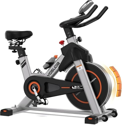 2026 ny YOSUDA motionscykel med justerbart motstånd, tyst träningscykel med surfplattehållare, spinning cykel inomhus för kardiotträning hemma, egen app, LCD-skärm