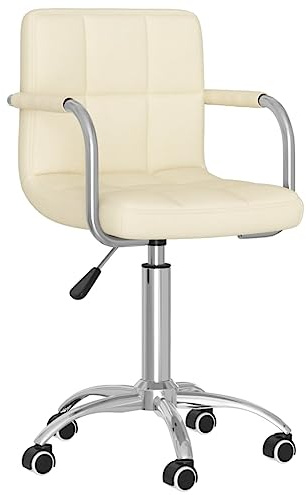 Jkghdrt Chaise de bureau pivotante en tissu crème, réglable en hauteur avec vérin à gaz, rotation à 360 degrés, avec roulettes pour un mouvement flexible, ajout moderne à votre salon