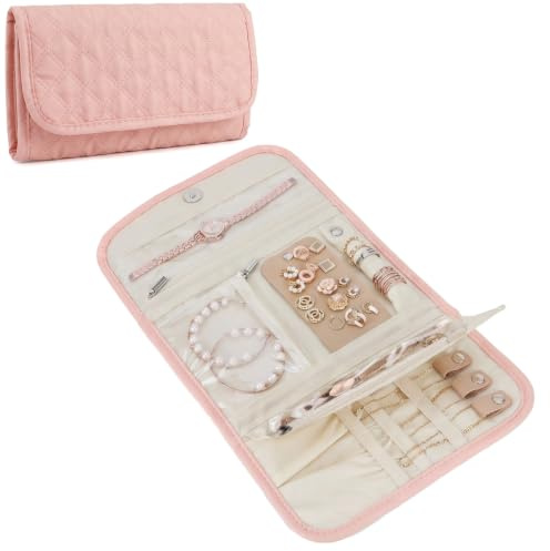 Kideerly Travel Jewellery Organiser, Roll Travel Jewellery Pouch Case Large Capacity Foldable For Multiple Necklaces, Rings, Bracelets, Earrings, Jewellery Travel Pouch