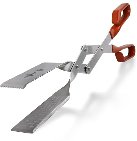 Shark BBQ Steak Grill Tongs - 17 inch Red. Professional outdoor grilling utensil. Long reach Barbeque Grilling Tongs. Ideal for steak, fish, burger, and sausage