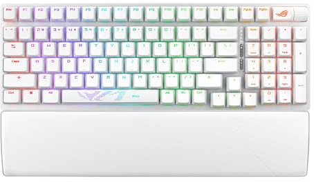 ASUS ROG Strix Scope II 96 Wireless Moonlight - Teclado mecánico Gaming - Tri-Modo, conmutadores y estabilizadores ROG NX Snow y Hot-Swap, 3 ángulos de inclinación y reposamuñecas, AZERTY