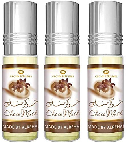BUSINESS SQUARE BS Lot de 3 Musc Choco Musk Al Rehab – Parfum Oriental 6 ml – Notes Vanille, Chocolat, Épicé, Sucré – Sans Alcool