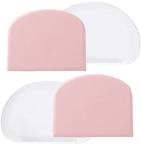 BOMJJOR Dough Bowl Scraper Silicon Pastry Scrapers Home Kitchen Food Grade PE Backing Dough Blenders Hard Cutter for Cooking Bread Cake Mixing Pastry Dough Scrapers 4 Packs
