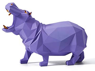 HAUCOZE Figura Hipopótamo Escultura Estatua Animal Decorativa Moderna Adorno Arte Hogar Regalo para Familiares Amigos Amantes Púrpura 20cm