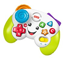 Fisher-Price Ríe y Aprende Mi Primer Mando de Consola, Juguete de Aprendizaje con Luces y Sonidos para bebé +6 Meses, versión español + portugués + Italiano + inglés (HHX11)